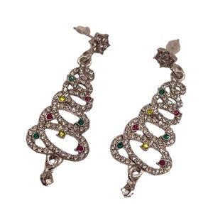 ❤️ FREE Christmas Tree Christmas Lights Holiday Rhinestone Chic Glam Earrings